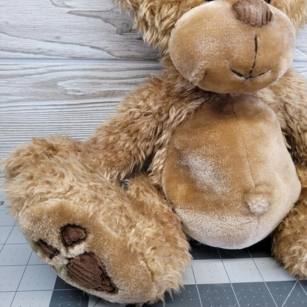 First Main‎ Toodles Teddy Bear Plush Tan Brown Sitting Stuffed Long Brown Shaggy